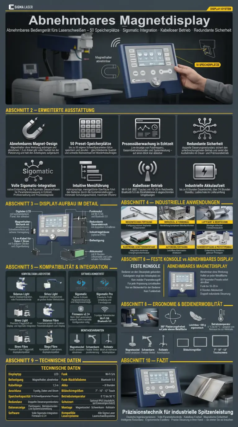 infografik abnehmbares magnetisches display fuer laser schweisssysteme