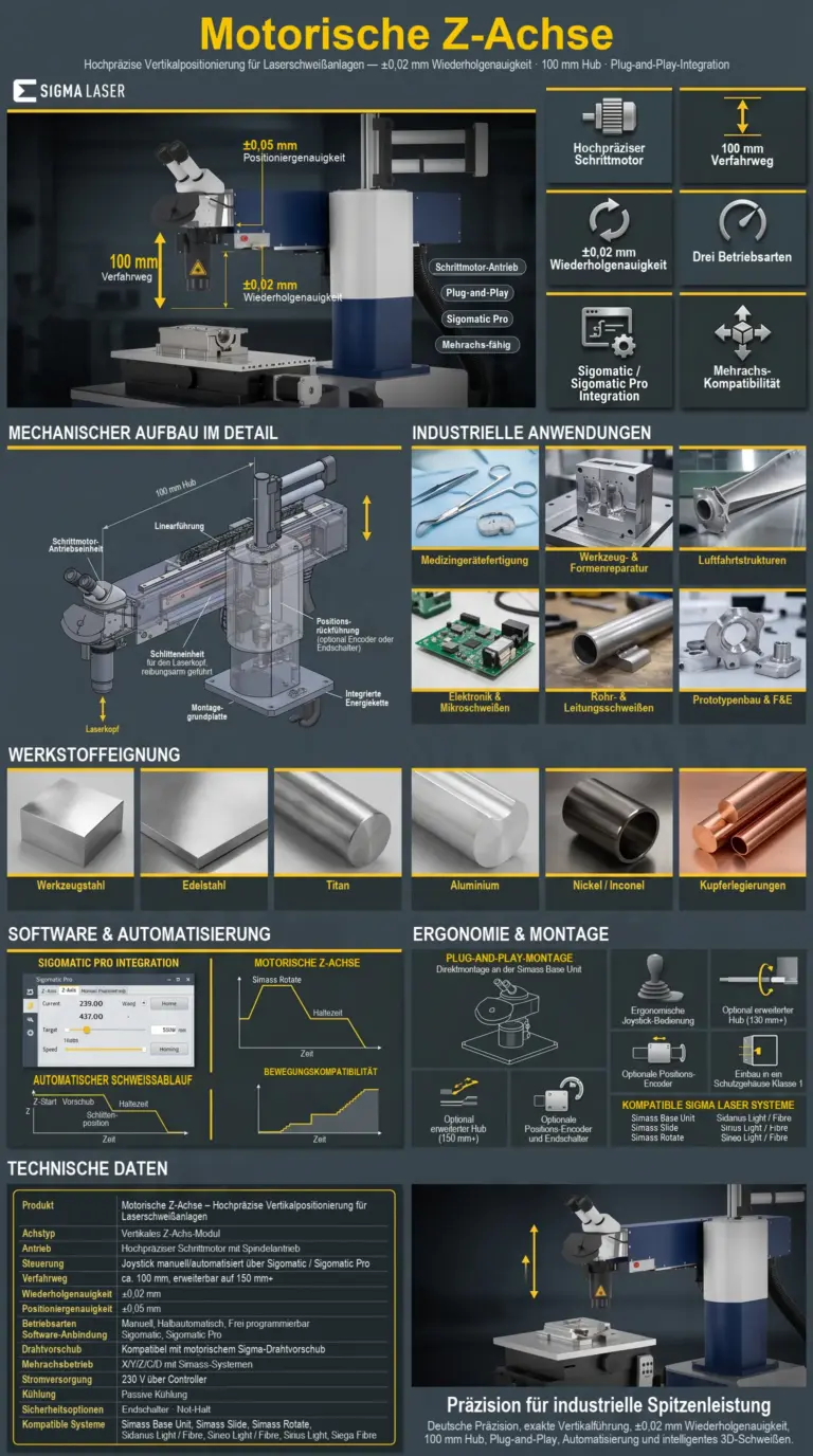 infografik motorisierte z achse fuer laser schweissen