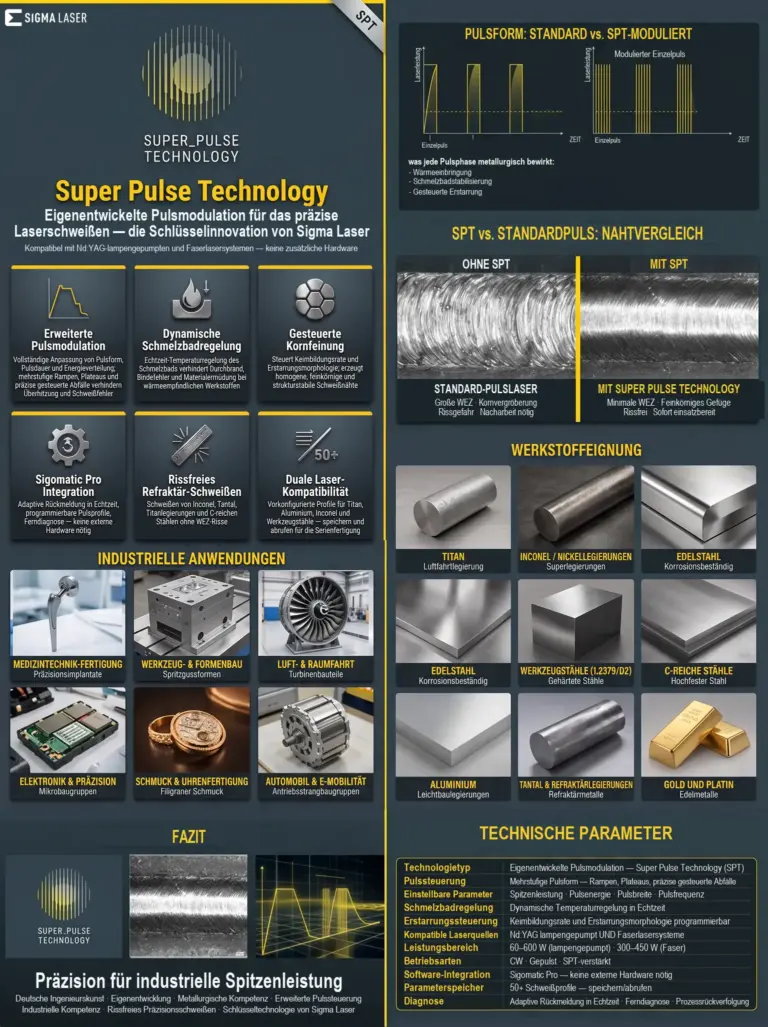 spt super pulse technologie fortschrittliche pulsmodulation fuer praezisions laser schweissen