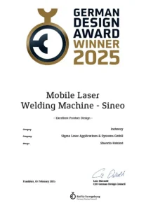 landing1-laser welding-application-guide 32 german design awards certificate