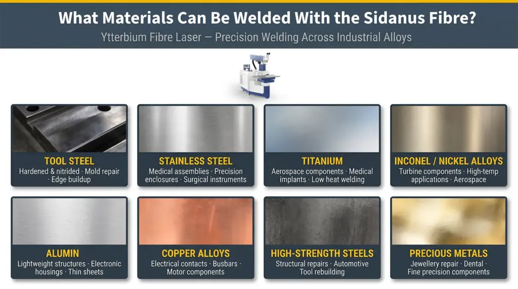 materials can be welded with sidanus fibre ytterbium laser welding system materials can be welded with sidanus fibre ytterbium laser welding system