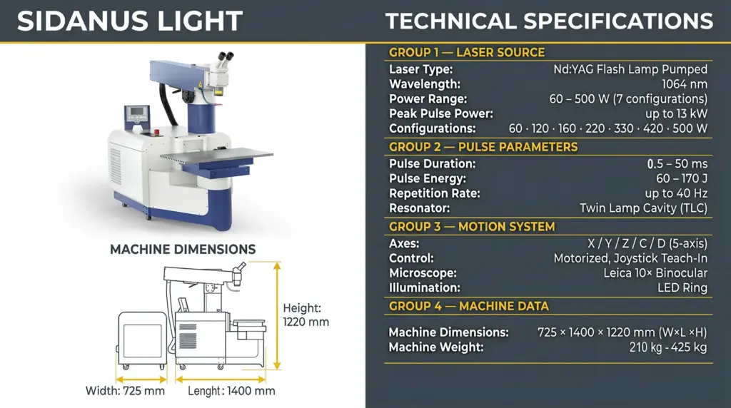 especificacoes tecnicas do sistema de soldagem a laser sidanus light especificacoes tecnicas do sistema de soldagem a laser sidanus light