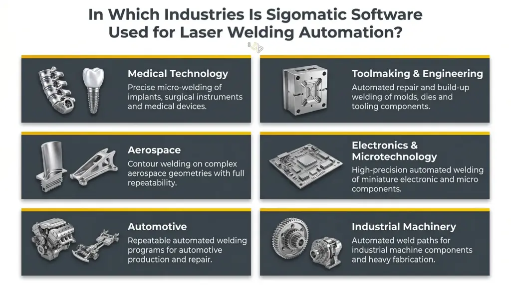 infografia aplicaciones industriales del sistema de control para maquina de soldadura laser sigomatic infografia aplicaciones industriales del sistema de control para maquina de soldadura laser sigomatic