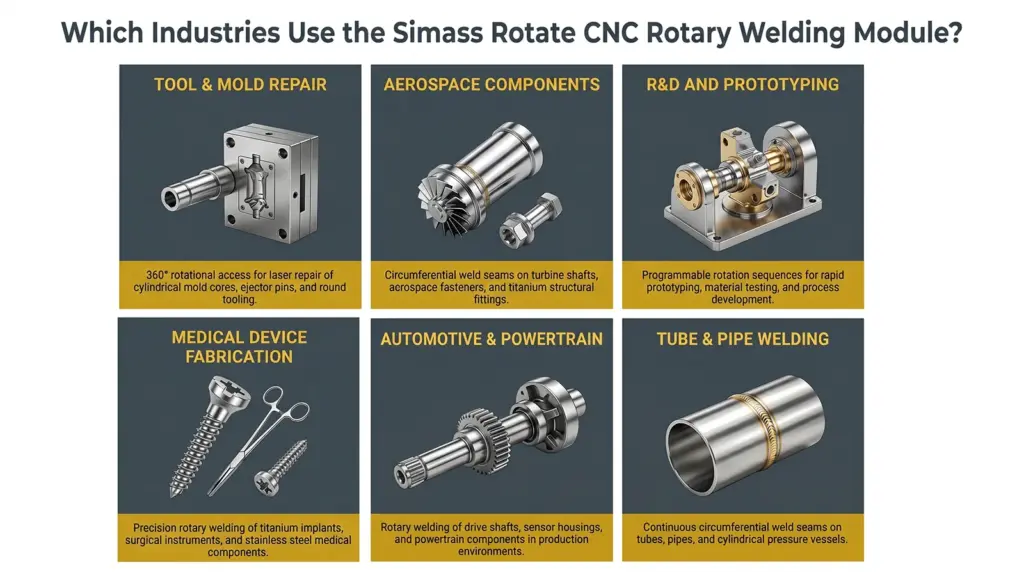 infografia aplicaciones industriales modulo rotativo cnc simass rotate