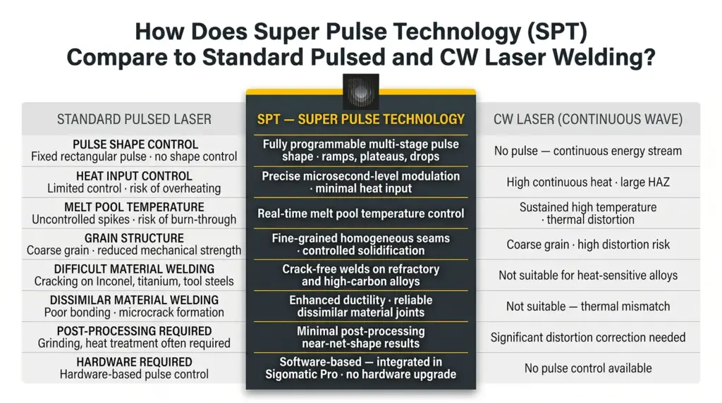 infografia comparacion tecnologia super pulse spt con soldadura laser cw infografia comparacion tecnologia super pulse spt con soldadura laser cw