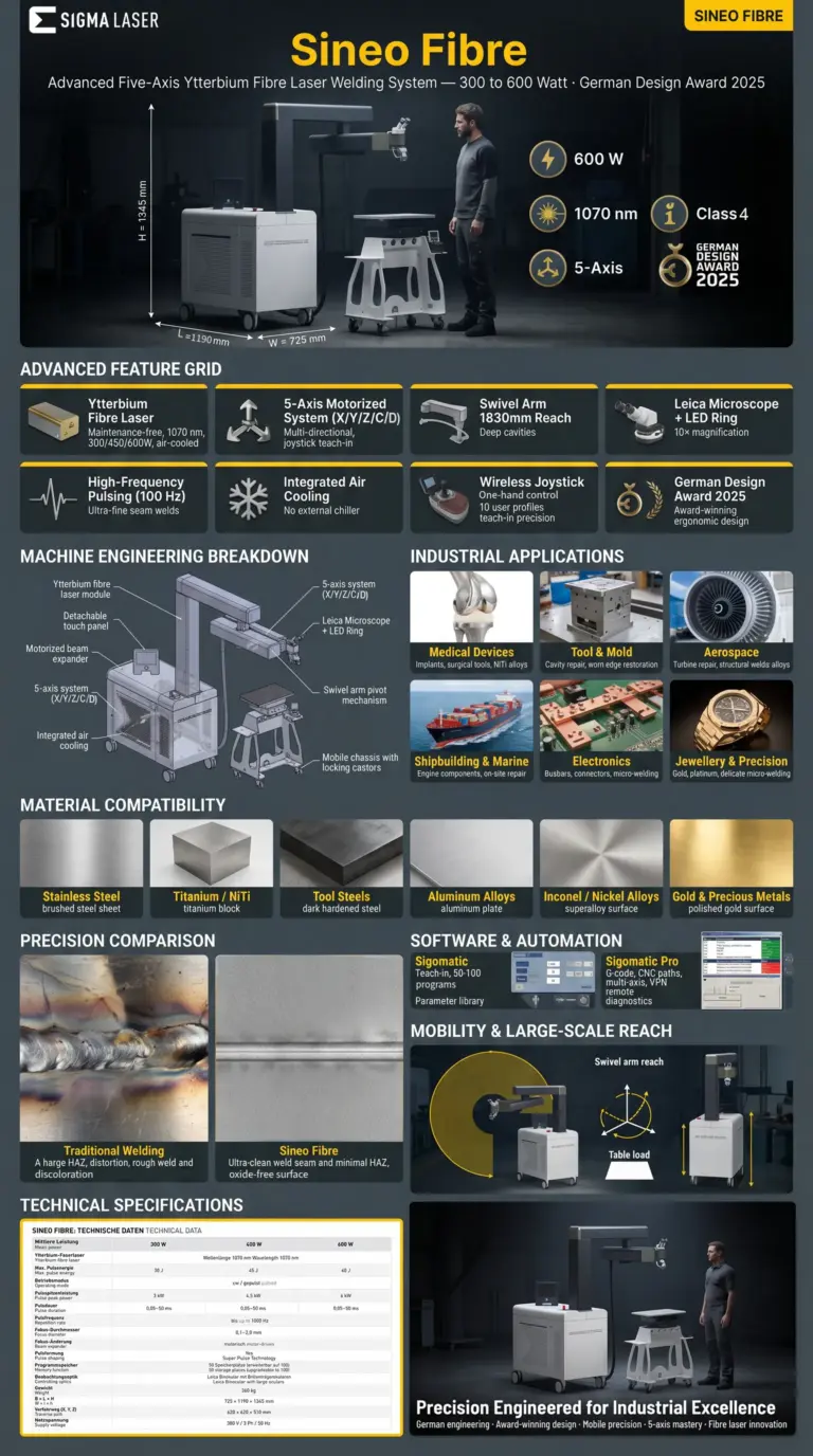 infografico maquina de soldagem a laser sineo fibre