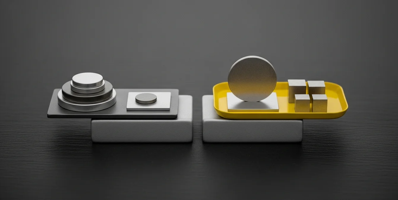 Minimalist balance scale with polished metal plates symbolizing welding method comparison, yellow accent handle on dark background Minimalist balance scale with polished metal plates symbolizing welding method comparison, yellow accent handle on dark background