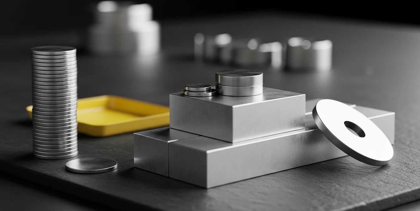Minimalistic still-life with caliper, stainless steel plate, ascending silver coins, and yellow fixture handle symbolizing precision and speed advantages of las Minimalistic still-life with caliper, stainless steel plate, ascending silver coins, and yellow fixture handle symbolizing precision and speed advantages of las