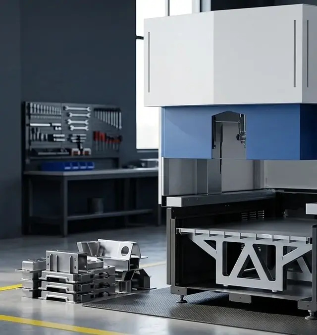 Simass base fixed automation laser welding system in a tidy industrial workshop with yellow floor marking line and metal parts Simass base fixed automation laser welding system in a tidy industrial workshop with yellow floor marking line and metal parts