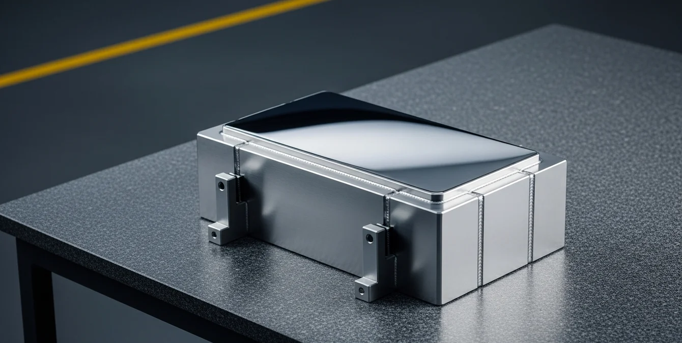 Vista próxima de uma aresta de molde de injeção polida e reparada, com soldadura laser impecável e tom uniforme prateado, numa mesa de inspeção de granito Vista próxima de uma aresta de molde de injeção polida e reparada, com soldadura laser impecável e tom uniforme prateado, numa mesa de inspeção de granito