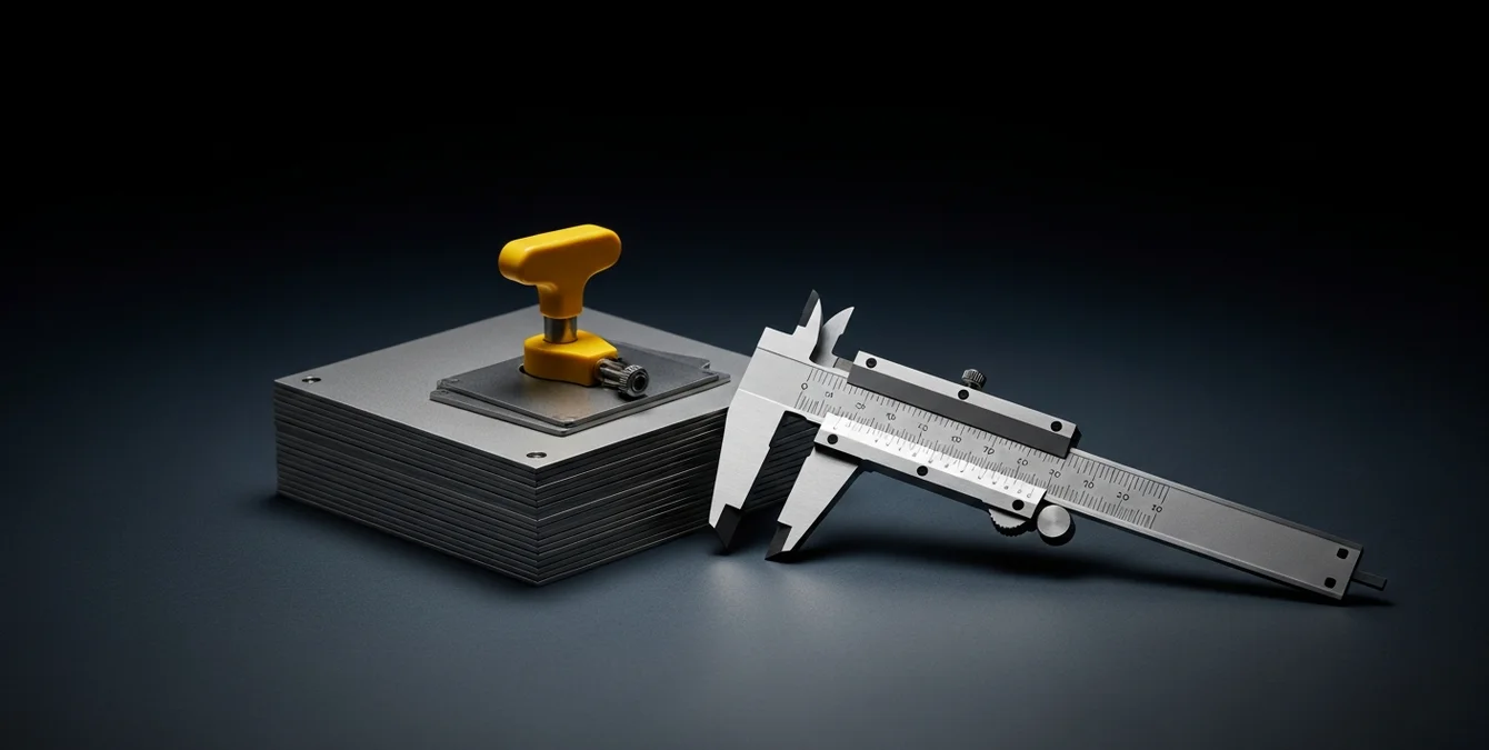 Symbolische Darstellung von Qualität und Rückverfolgbarkeit mit kalibrierten Messwerkzeugen und Metallproben Symbolische Darstellung von Qualität und Rückverfolgbarkeit mit kalibrierten Messwerkzeugen und Metallproben