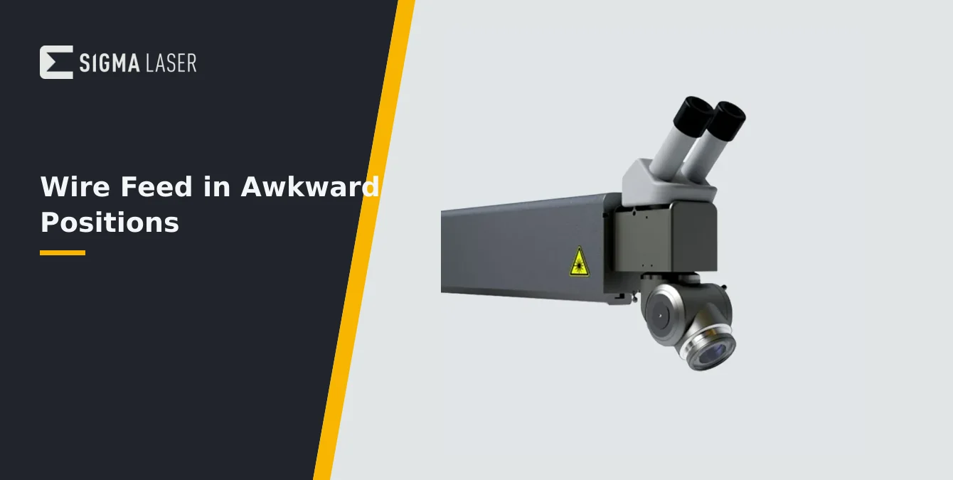 Close-up product visual of Sigma's Swivelling Wire Feed accessory showing its compact design and articulation mechanism Close-up product visual of Sigma's Swivelling Wire Feed accessory showing its compact design and articulation mechanism