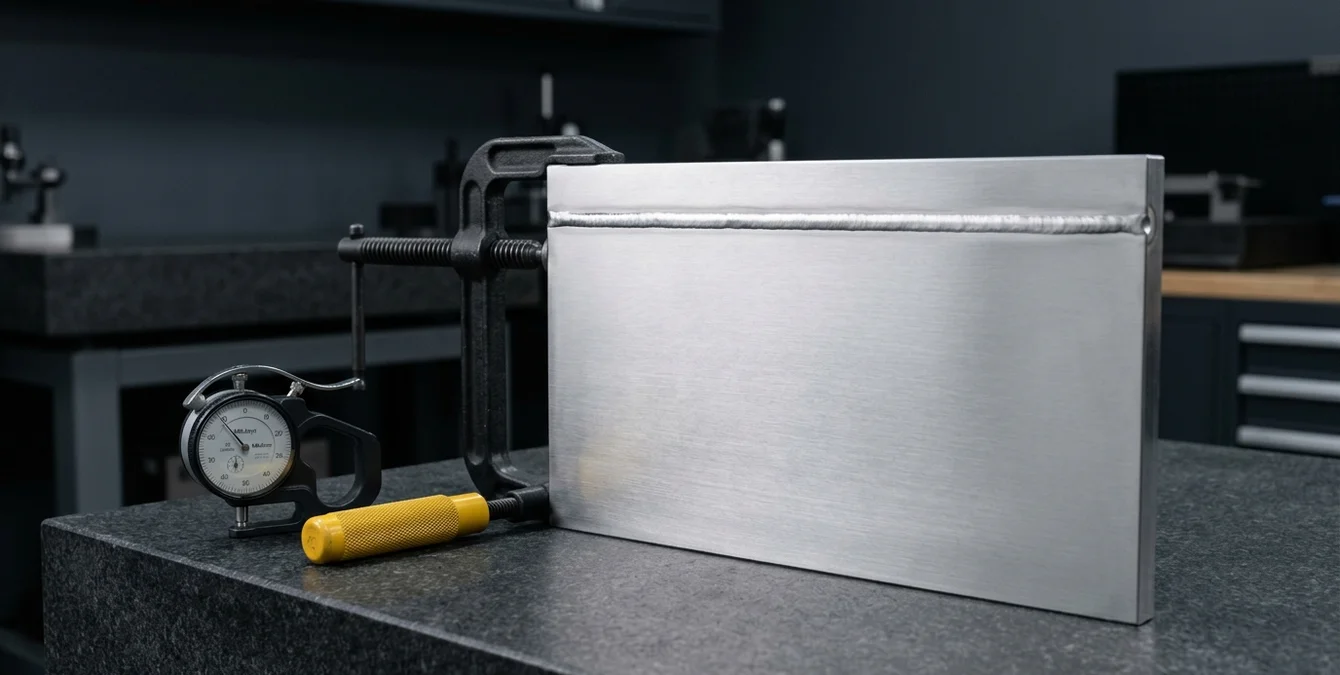 Aresta polida de molde de injeção com medidor de relógio numa mesa de granito escura, destacando uma soldadura laser impecável Aresta polida de molde de injeção com medidor de relógio numa mesa de granito escura, destacando uma soldadura laser impecável