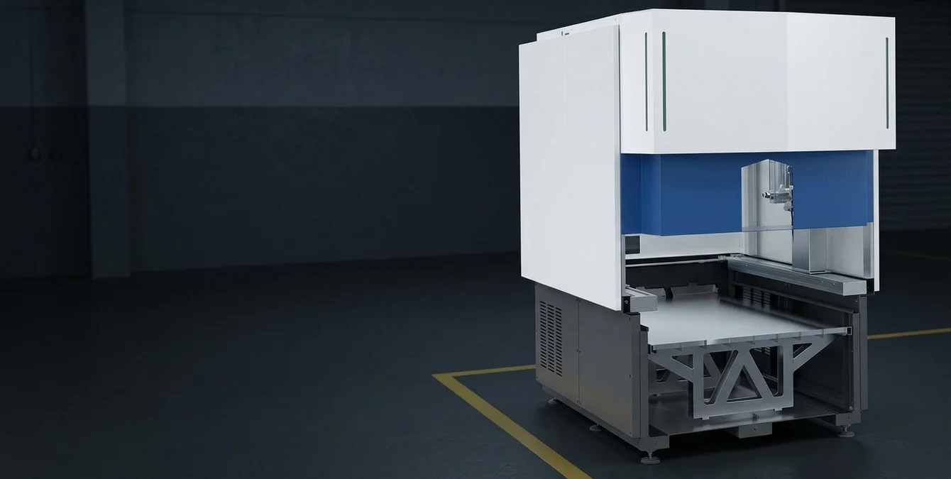 Stationäre Automationsbasis Simass Base in industrieller Werkstattumgebung mit gelber Bodenmarkierung Stationäre Automationsbasis Simass Base in industrieller Werkstattumgebung mit gelber Bodenmarkierung